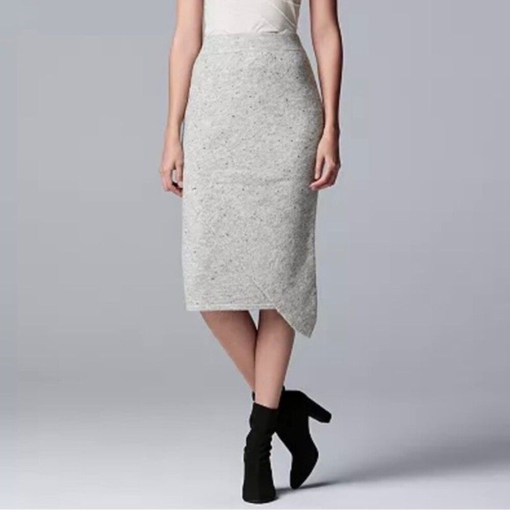 Simply Vera Wang Gray Asymmetrical Sweater Skirt Size XL